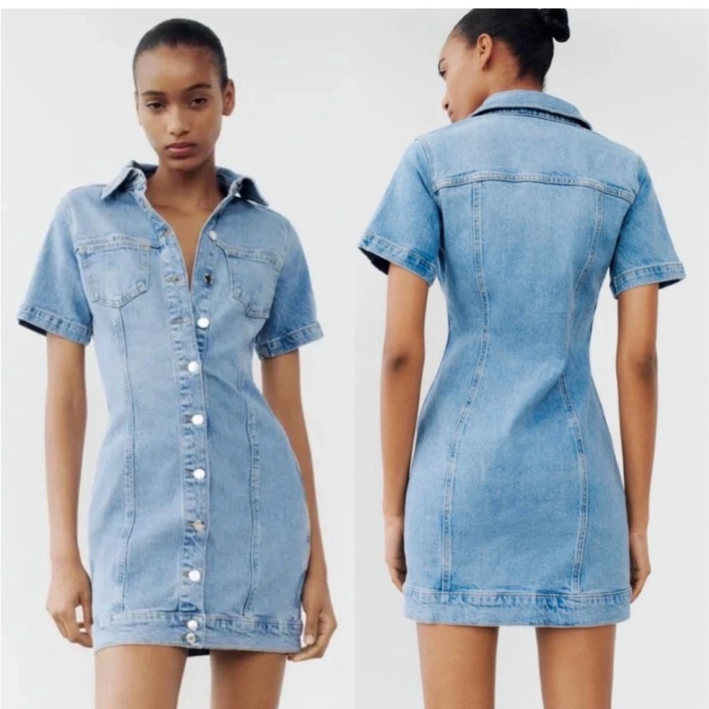 Zara Light Blue Denim Mini Dress